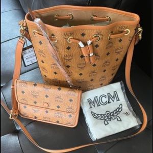 MCM Drawstring Bucket Bag with Pouch